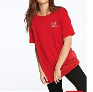 NWOT Pink Victorias Secret Red girlfriend tee